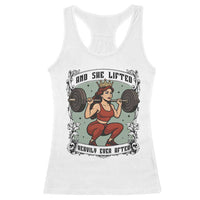 And She Lifted Heavily Ever After Racerback Tank Top Women Weightlifting Humor Gift - Wonder Print Shop