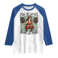 And She Lifted Heavily Ever After Raglan Shirt Women Weightlifting Humor Gift - Wonder Print Shop