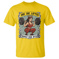 And She Lifted Heavily Ever After T Shirt Women Weightlifting Humor Gift - Wonder Print Shop