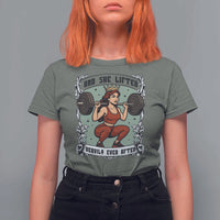 And She Lifted Heavily Ever After T Shirt For Women Women Weightlifting Humor Gift - Wonder Print Shop