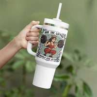 And She Lifted Heavily Ever After Tumbler With Handle Women Weightlifting Humor Gift