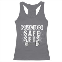 Practice Safe Sets Racerback Tank Top Funny Gym Workout Gift - Wonder Print Shop