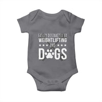 Easily Distracted By Weightlifting And Dogs Baby Onesie Funny Gym Gift - Wonder Print Shop
