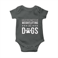 Easily Distracted By Weightlifting And Dogs Baby Onesie Funny Gym Gift - Wonder Print Shop