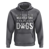 Easily Distracted By Weightlifting And Dogs Hoodie Funny Gym Gift - Wonder Print Shop