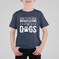 Easily Distracted By Weightlifting And Dogs T Shirt For Kid Funny Gym Gift - Wonder Print Shop