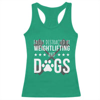 Easily Distracted By Weightlifting And Dogs Racerback Tank Top Funny Gym Gift - Wonder Print Shop