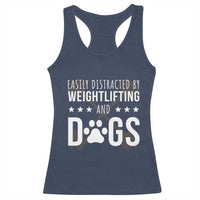 Easily Distracted By Weightlifting And Dogs Racerback Tank Top Funny Gym Gift - Wonder Print Shop