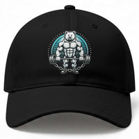 Funny Gym Workout Humor Baseball Cap Cute Weightlifting Bear Gift