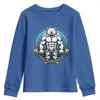 Funny Gym Workout Humor Youth Sweatshirt Cute Weightlifting Bear Gift - Wonder Print Shop