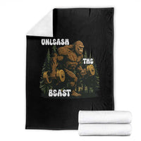 Unleash The Beast Throw Blanket Funny Bigfoot Fitness Workout Gift - Wonder Print Shop