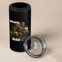 Unleash The Beast 4 in 1 Can Cooler Tumbler Funny Bigfoot Fitness Workout Gift
