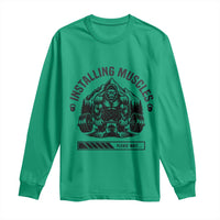 Installing Muscles Please Wait Long Sleeve Shirt Bigfoot Funny Gym Workout Gift - Wonder Print Shop