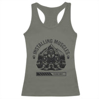 Installing Muscles Please Wait Racerback Tank Top Bigfoot Funny Gym Workout Gift - Wonder Print Shop