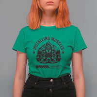 Installing Muscles Please Wait T Shirt For Women Bigfoot Funny Gym Workout Gift - Wonder Print Shop