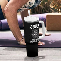 Funny Christian Gym Gift Tumbler With Handle Jesus The Ultimate Deadlifter