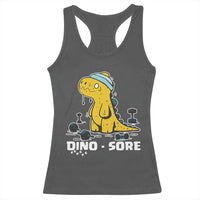 Dino Sore Racerback Tank Top Funny Dinosaur Workout Gift - Wonder Print Shop