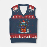 Funny Bowling Xmas V-Neck Knit Sweater Vest Gift For Bowler - Wonder Print Shop