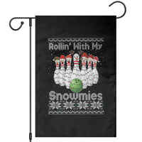 Rollin With My Snowmies Garden Flag Funny Christmas Bowling Ugly Sweater Gift - Wonder Print Shop