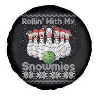 Rollin With My Snowmies Spare Tire Cover Funny Christmas Bowling Ugly Sweater Gift - Wonder Print Shop