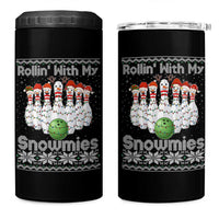 Rollin With My Snowmies 4 in 1 Can Cooler Tumbler Funny Christmas Bowling Ugly Sweater Gift - Wonder Print Shop