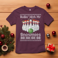Rollin With My Snowmies T Shirt Funny Christmas Bowling Ugly Sweater Gift - Wonder Print Shop