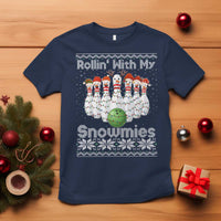 Rollin With My Snowmies T Shirt Funny Christmas Bowling Ugly Sweater Gift - Wonder Print Shop
