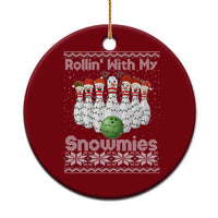 Rollin With My Snowmies Ceramic Ornament Funny Xmas Bowling Ugly Sweater Gift - Wonder Print Shop