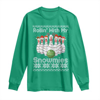 Rollin With My Snowmies Long Sleeve Shirt Funny Christmas Bowling Ugly Sweater Gift - Wonder Print Shop
