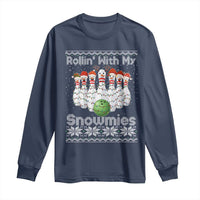 Rollin With My Snowmies Long Sleeve Shirt Funny Christmas Bowling Ugly Sweater Gift - Wonder Print Shop