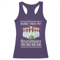 Rollin With My Snowmies Racerback Tank Top Funny Christmas Bowling Ugly Sweater Gift - Wonder Print Shop