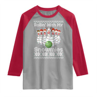 Rollin With My Snowmies Raglan Shirt Funny Christmas Bowling Ugly Sweater Gift - Wonder Print Shop