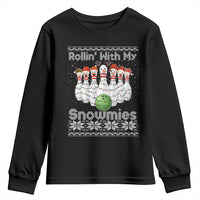 Rollin With My Snowmies Youth Sweatshirt Funny Christmas Bowling Ugly Sweater Gift - Wonder Print Shop