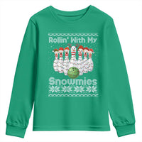 Rollin With My Snowmies Youth Sweatshirt Funny Christmas Bowling Ugly Sweater Gift - Wonder Print Shop