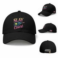 Slay The Court Queen Baseball Cap Witty Tennis Player Gift For Girls