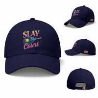 Slay The Court Queen Baseball Cap Witty Tennis Player Gift For Girls