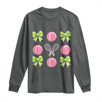 Pink Bow Coquette Tennis Lover Long Sleeve Shirt Funny Tennis Girl Gift - Wonder Print Shop