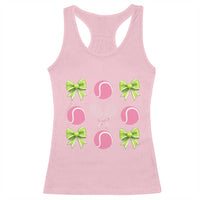 Pink Bow Coquette Tennis Lover Racerback Tank Top Funny Tennis Girl Gift - Wonder Print Shop