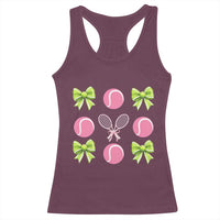 Pink Bow Coquette Tennis Lover Racerback Tank Top Funny Tennis Girl Gift - Wonder Print Shop