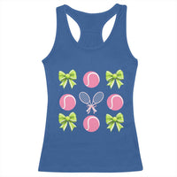 Pink Bow Coquette Tennis Lover Racerback Tank Top Funny Tennis Girl Gift - Wonder Print Shop