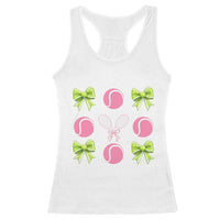 Pink Bow Coquette Tennis Lover Racerback Tank Top Funny Tennis Girl Gift - Wonder Print Shop