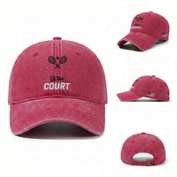 Queen Of The Court Washed Cotton Baseball Cap Funny Tennis Girl Gift