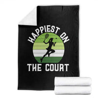 Happiest On The Court Throw Blanket Vintage Retro Tennis Girl Gift - Wonder Print Shop