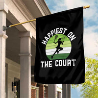 Happiest On The Court Garden Flag Vintage Retro Tennis Girl Gift - Wonder Print Shop