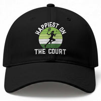 Happiest On The Court Baseball Cap Vintage Retro Tennis Girl Gift
