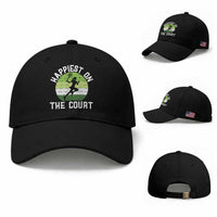 Happiest On The Court Baseball Cap Vintage Retro Tennis Girl Gift