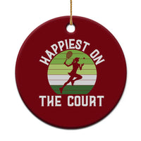 Happiest On The Court Ceramic Ornament Vintage Retro Tennis Girl Gift - Wonder Print Shop