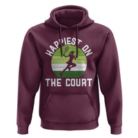 Happiest On The Court Hoodie Vintage Retro Tennis Girl Gift - Wonder Print Shop