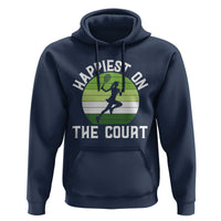 Happiest On The Court Hoodie Vintage Retro Tennis Girl Gift - Wonder Print Shop