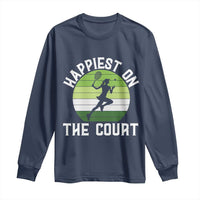 Happiest On The Court Long Sleeve Shirt Vintage Retro Tennis Girl Gift - Wonder Print Shop